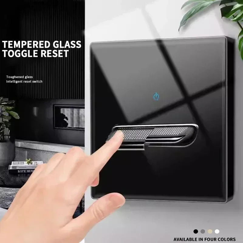 Tempered Glass Wall Switch Socket with Indicator Light