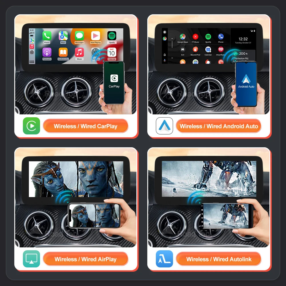 Wireless CarPlay Android Auto Screen For Mercedes-Benz