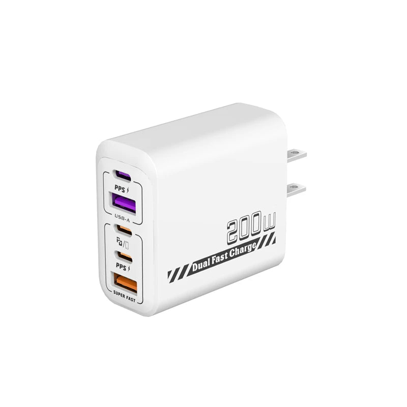 White US Plug Type GaN 120W Multi-Port USB PD Travel Wall Charger