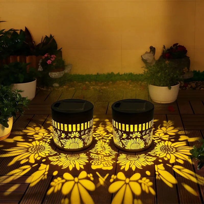 Solar Mandala Sunflower Projector Wall Lamp for Garden