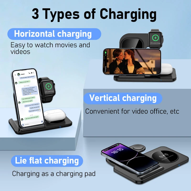 3-in-1 Foldable Wireless Charging Station for Apple