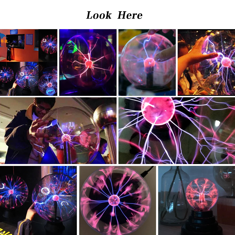 Glass Plasma Ball Lamp LED Electric Touch Light