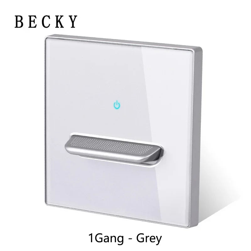 1Gang - Grey Color Retro Glass Panel Toggle Light Switch with LED Indicator