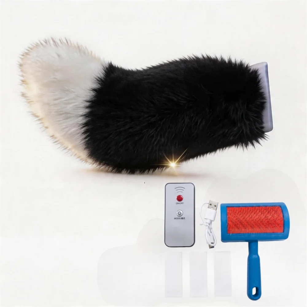 Black Color Name Electric Plush Wagging Tail Ornament For Cars & Motorcycles