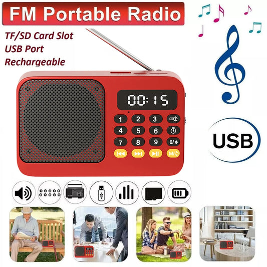 Portable FM Radio Speaker With Bluetooth And Flashlight