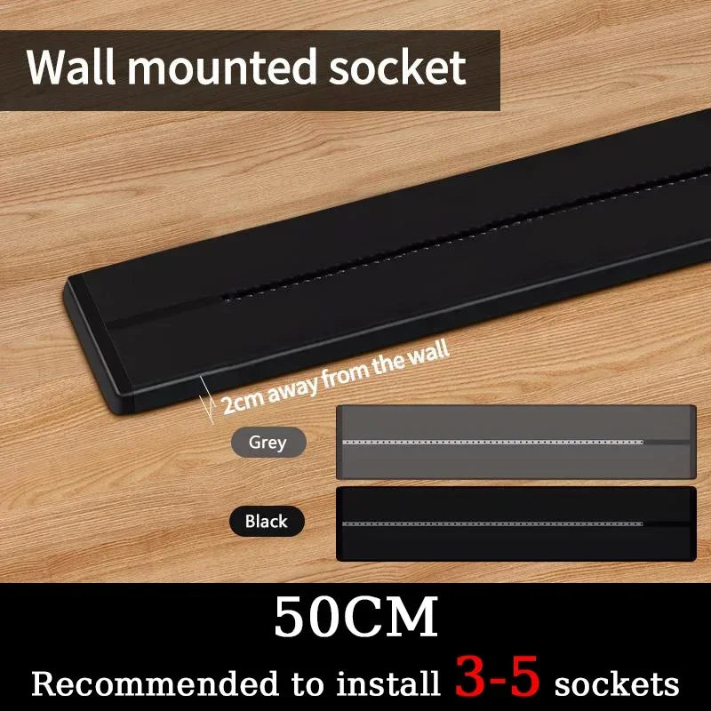 50CM-Wall mounted Type Wall-Mounted Track Power Rail with Movable Sockets