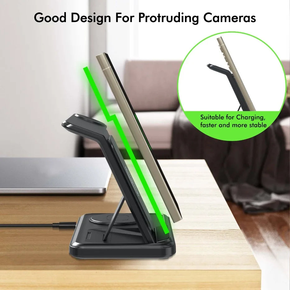 3-in-1 Foldable Wireless Charging Stand for Qi Devices