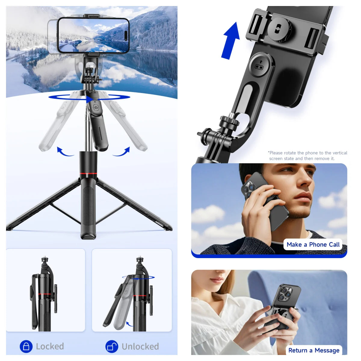 Bluetooth Selfie Stick Tripod with 1708 mm Extendable Pole