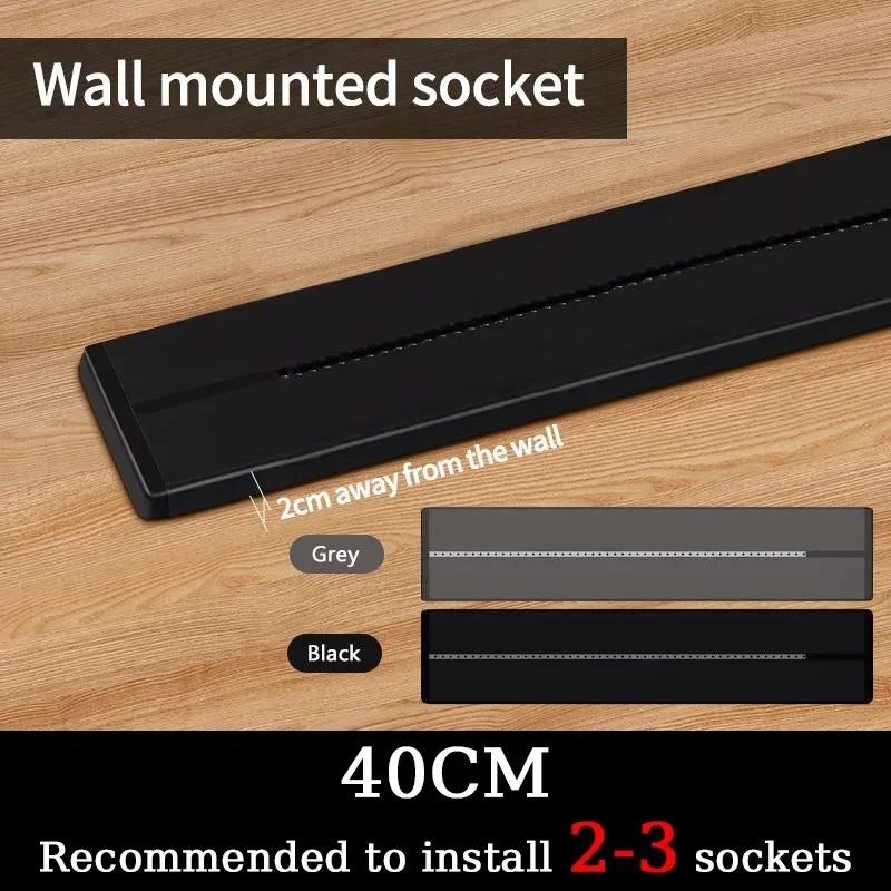 40CM-Wall mounted Type Wall-Mounted Track Power Rail with Movable Sockets