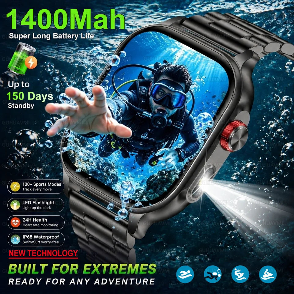 Rugged AMOLED Smart Watch With GPS, Flashlight & Calls