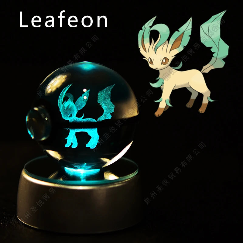 23 Leafeon Emitting Color 3D Crystal Pokeball LED Night Light – Gift Statue