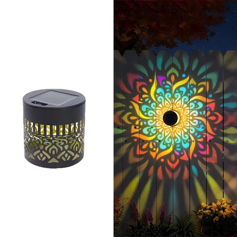Mandala Colorful-1PC Emitting Color Solar Mandala Sunflower Projector Wall Lamp for Garden