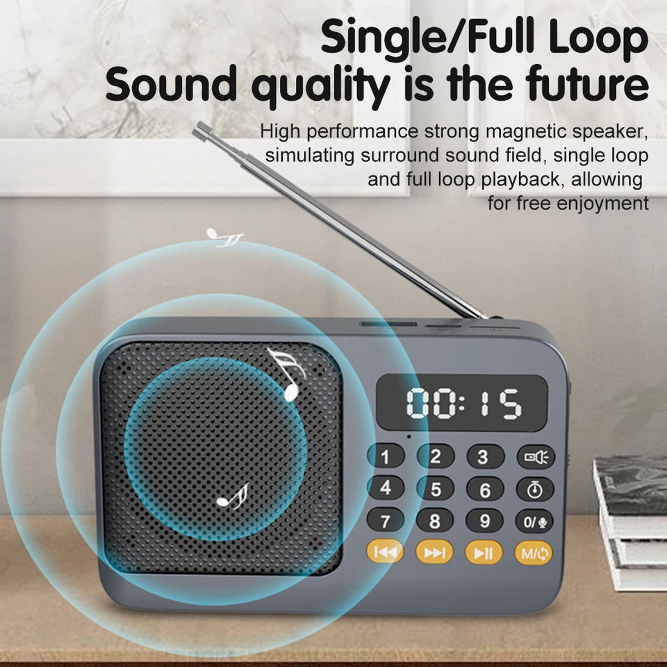Portable FM Radio Speaker With Bluetooth And Flashlight