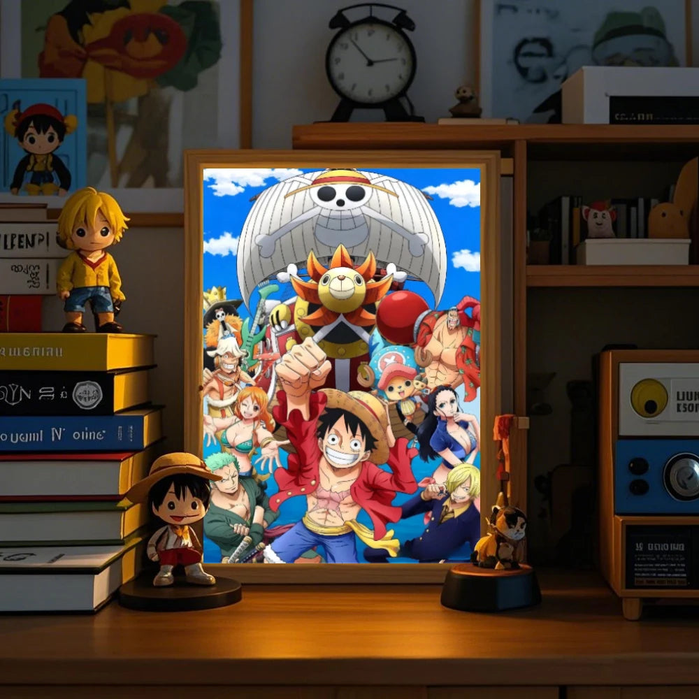 Anime LED Night Light Photo Frame – One Piece Design