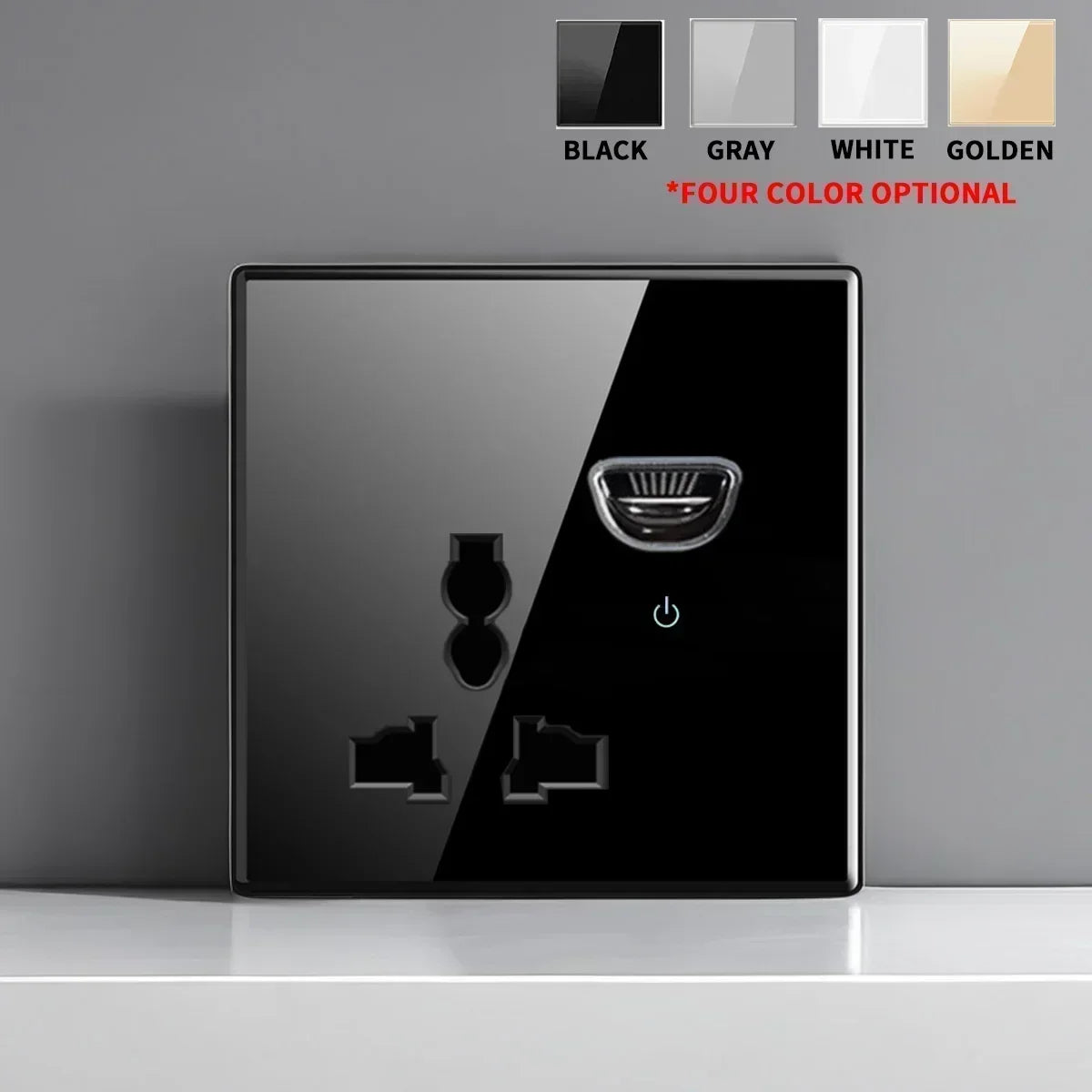 Tempered Glass Wall Switch Socket with Indicator Light