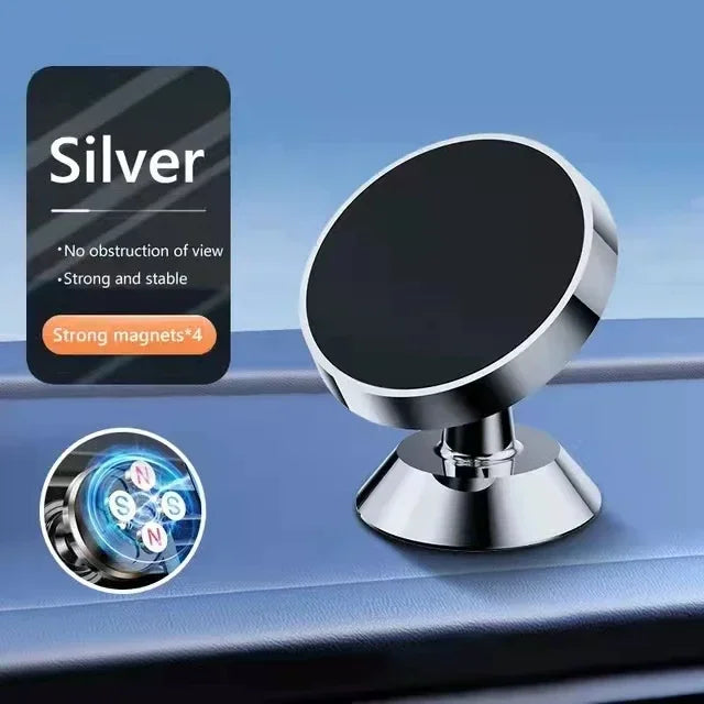 Silver-Rotate Color Magnetic Car Phone Holder Stand – Strong Universal Mount