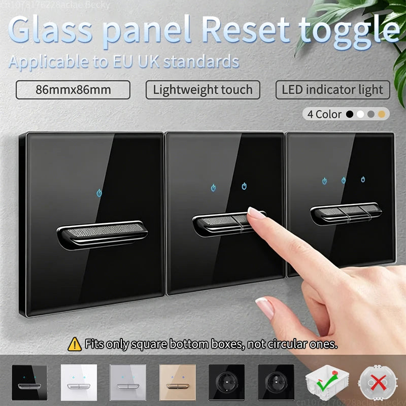 Retro Glass Panel Toggle Light Switch with LED Indicator