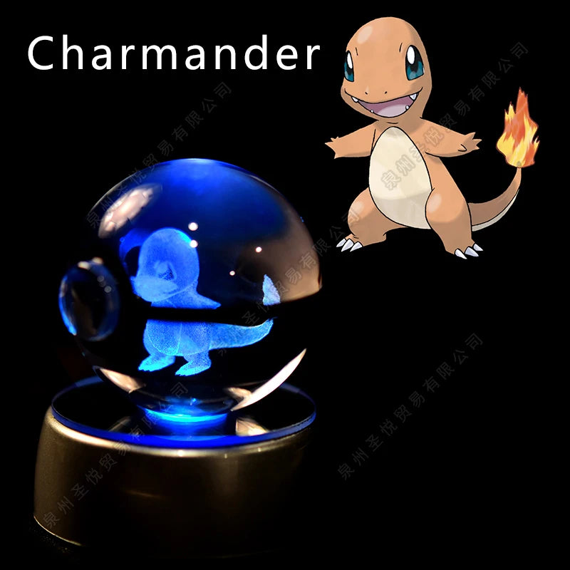 08 Charmander Emitting Color 3D Crystal Pokeball LED Night Light – Gift Statue