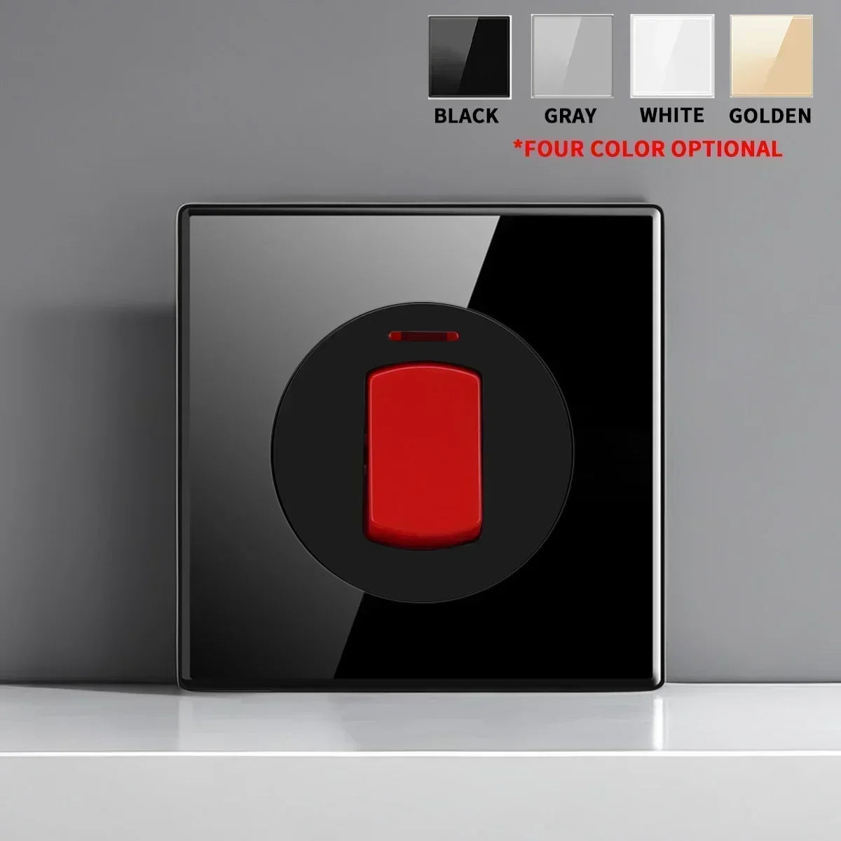 20A  Switch Color Tempered Glass Wall Switch Socket with Indicator Light