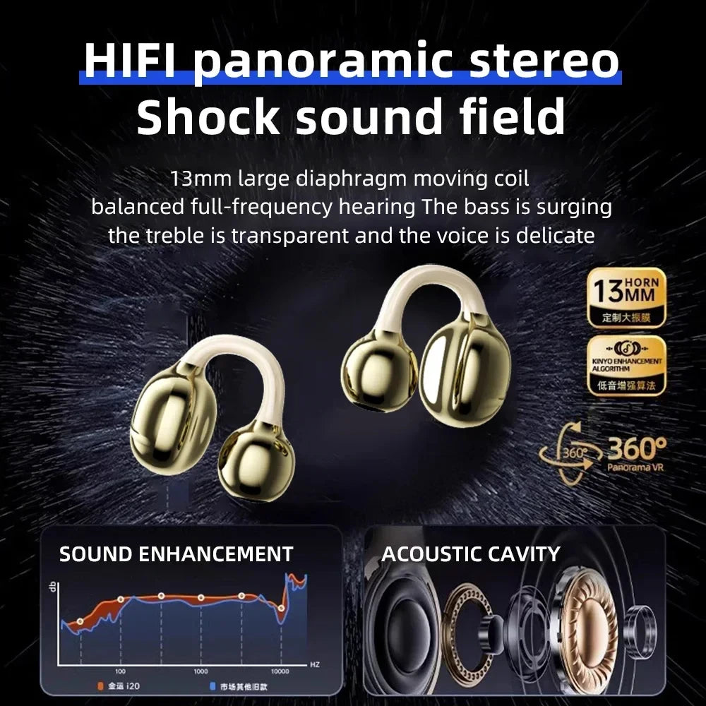 Ear Clip Wireless Bluetooth Headphones With Mic HIFI