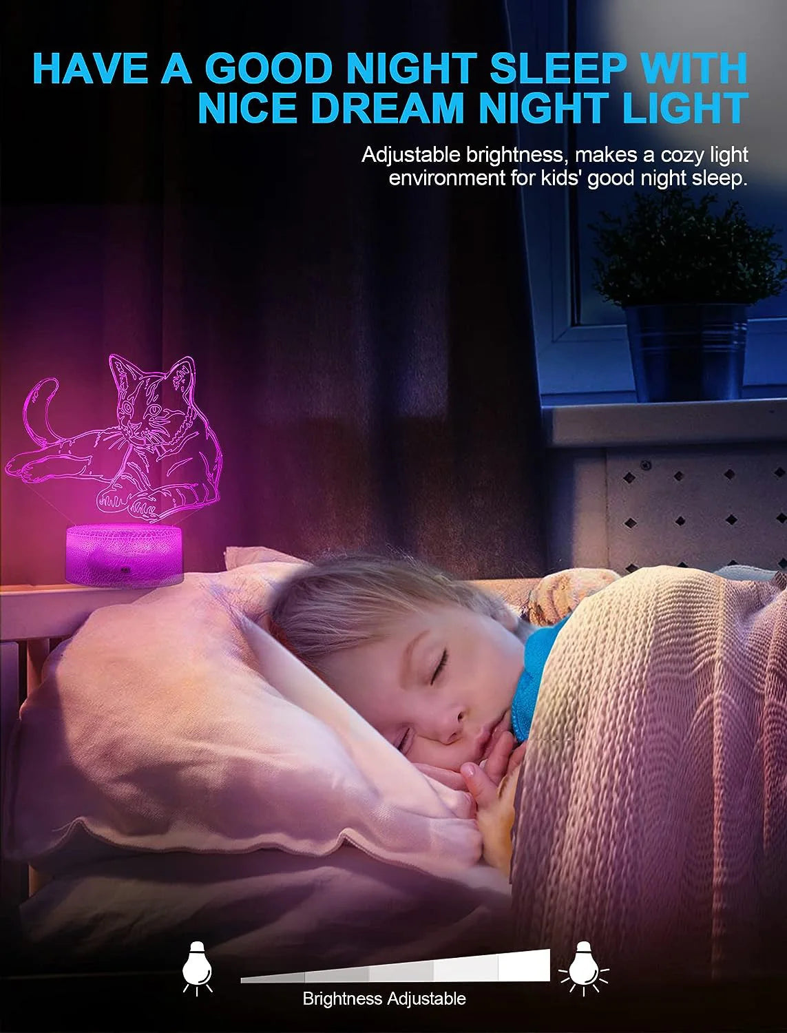 Anime Cat 3D LED Night Light – Touch Table Lamp For Kids