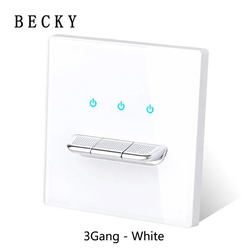 3Gang - White Color Retro Glass Panel Toggle Light Switch with LED Indicator