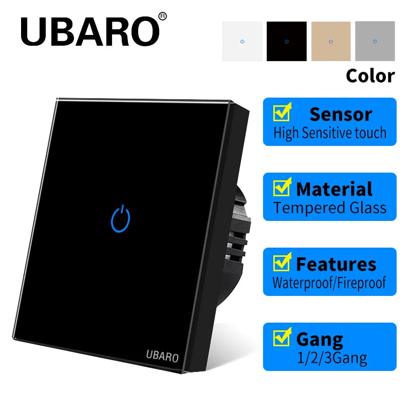 Glass Touch Wall Light Switch EU Standard With LED