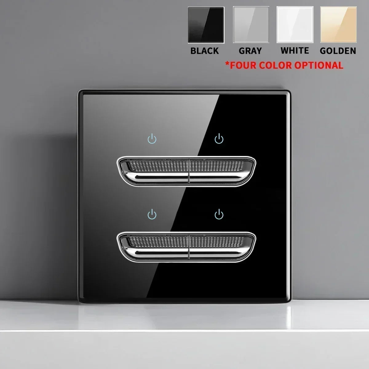4 gang 1 way Color Tempered Glass Wall Switch Socket with Indicator Light