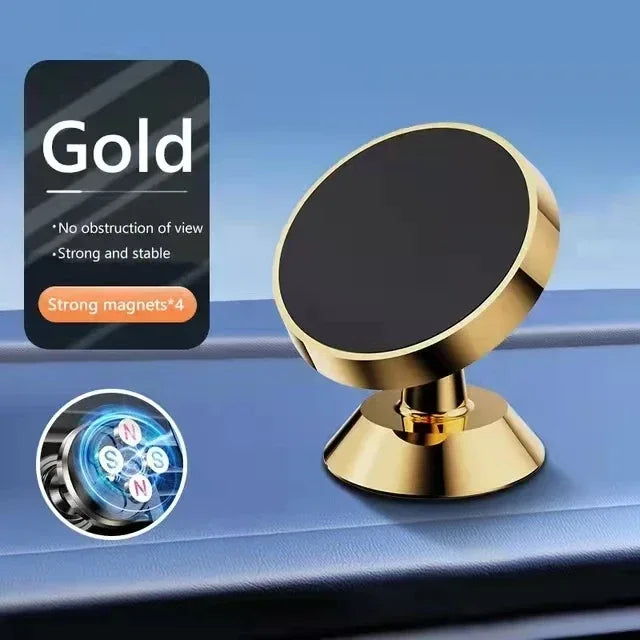 Gold-Rotate Color Magnetic Car Phone Holder Stand – Strong Universal Mount