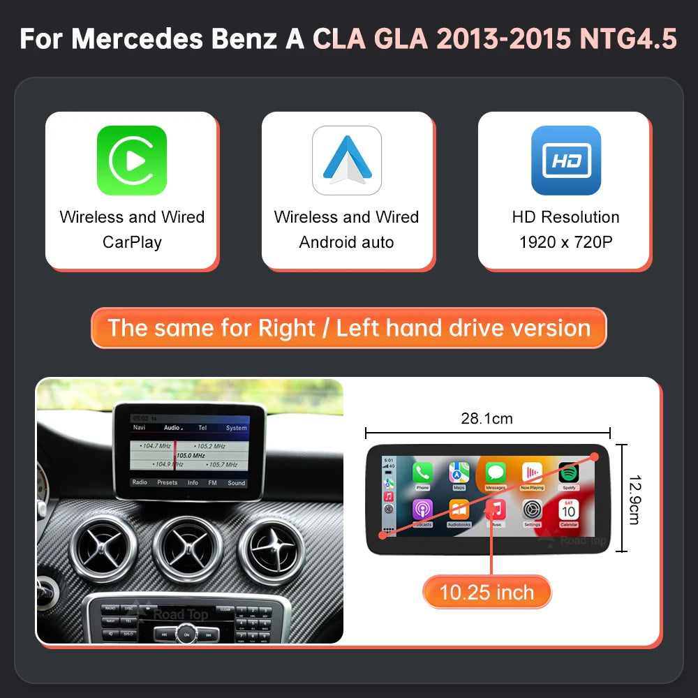 10.25 A CLA GLA Color Wireless CarPlay Android Auto Screen For Mercedes-Benz