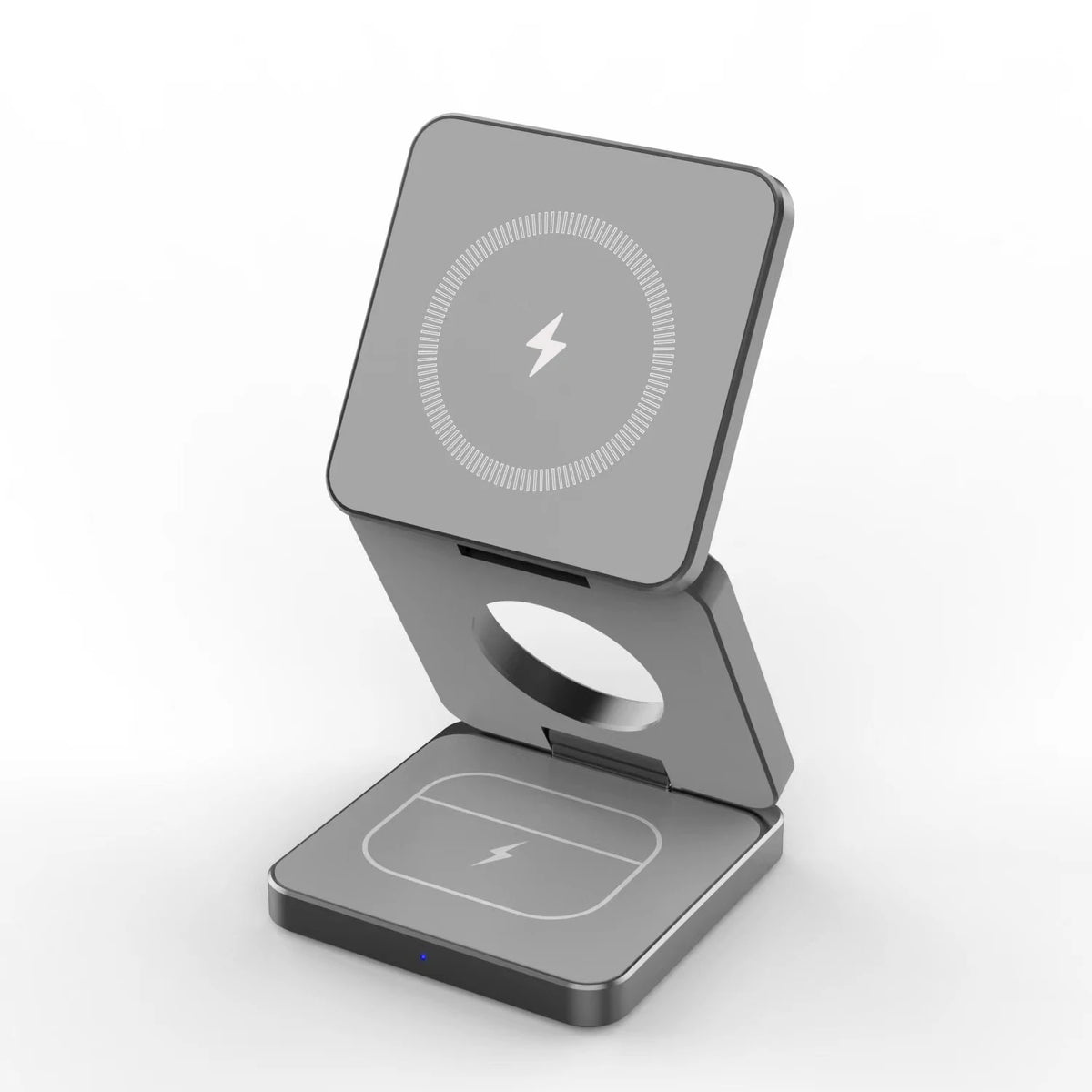 Qi1-Grey Color 3-in-1 Magnetic Wireless Charging Station for Apple