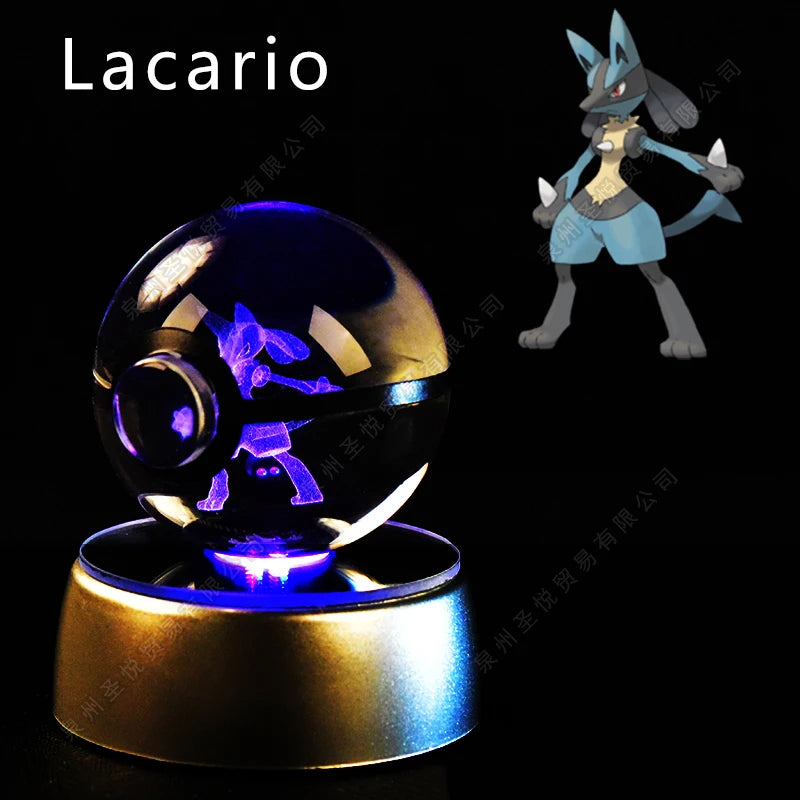 12 Lacario Emitting Color 3D Crystal Pokeball LED Night Light – Gift Statue