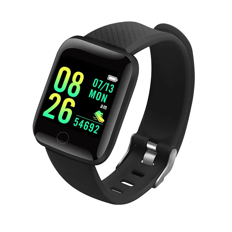 116Plus Black Color Unisex Fitness Smart Watch – Heart Rate & Message Alerts