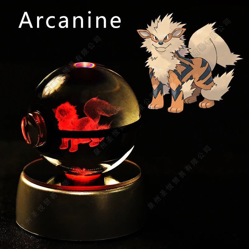 30 Arcanine Emitting Color 3D Crystal Pokeball LED Night Light – Gift Statue
