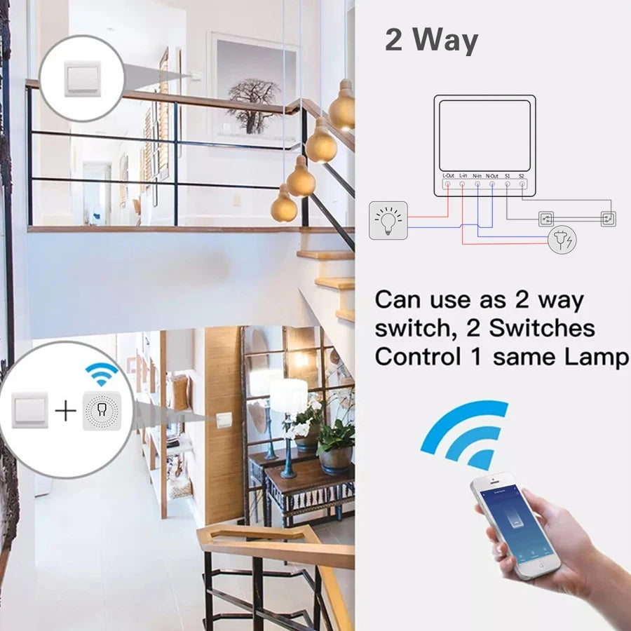 WiFi Smart Switch Module 16A 20A With Energy Monitoring