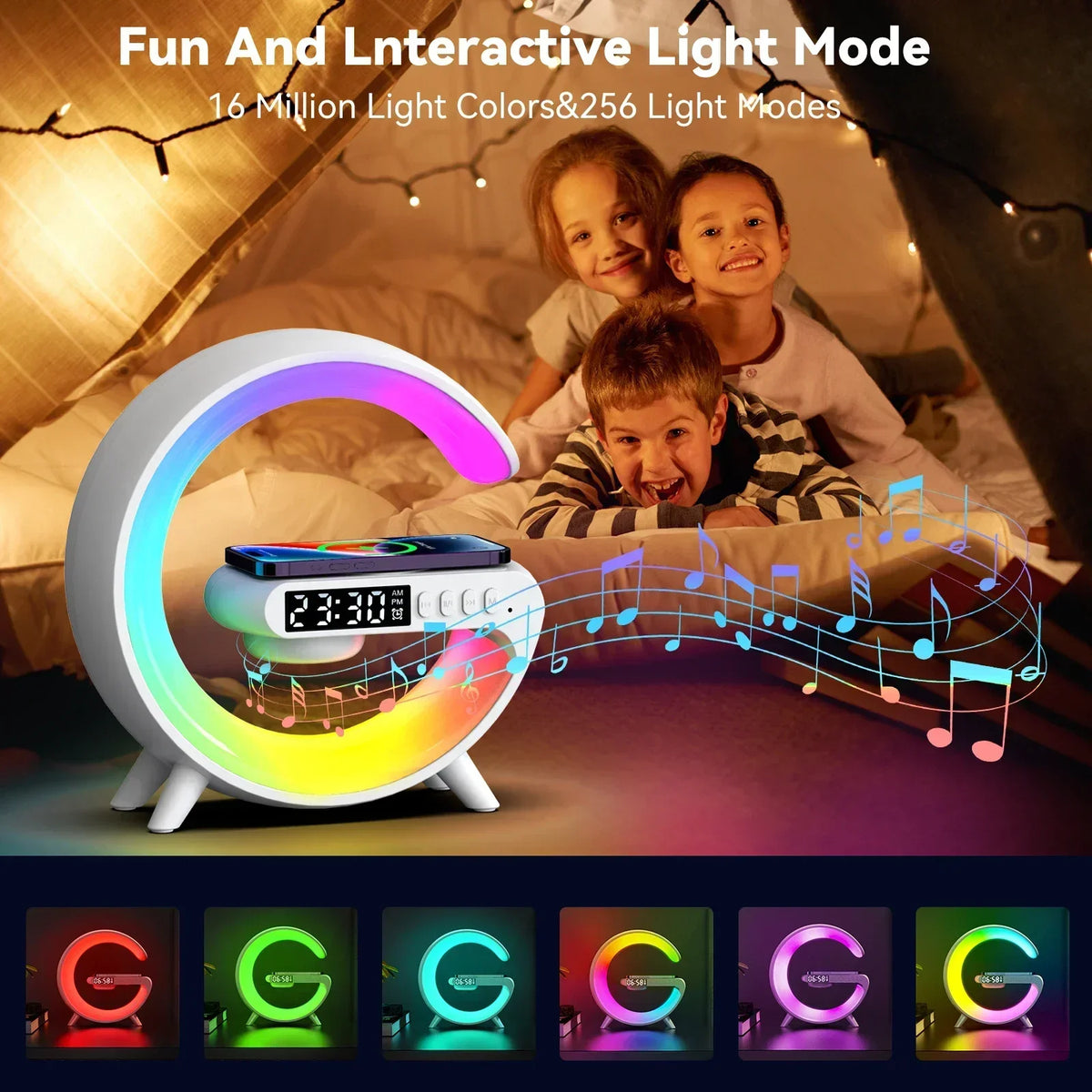Mini Wireless Charging Alarm Clock With RGB Speaker