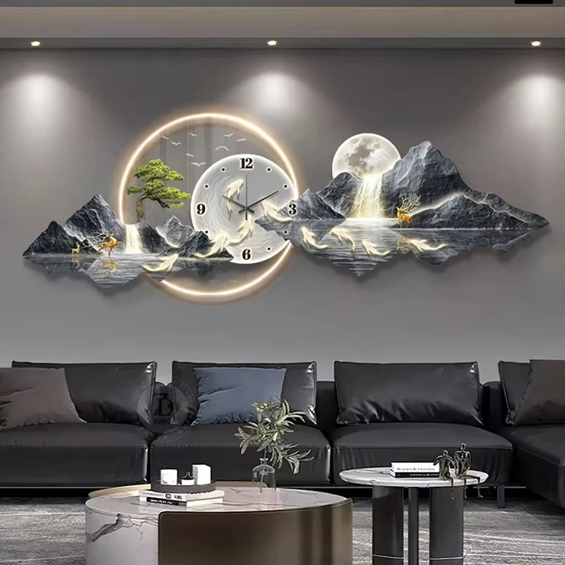 LED Wooden Wall Clock Lamp – Modern Silent Decor