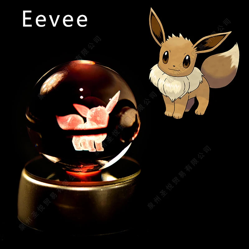 05 Eevee Emitting Color 3D Crystal Pokeball LED Night Light – Gift Statue