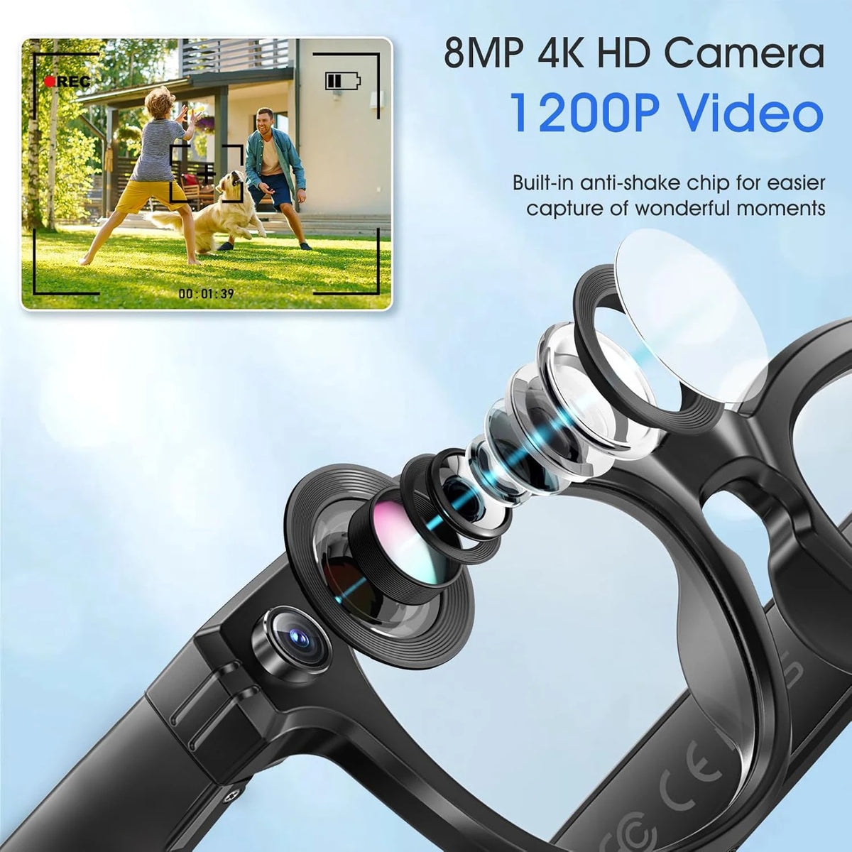 AI Smart Camera Glasses – Photo, Video & Call Control