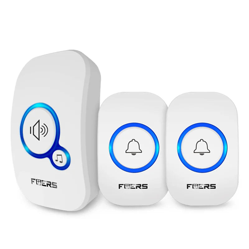 White KIT2 Color Wireless Doorbell Chime – Waterproof, 32 Melodies & Alarm