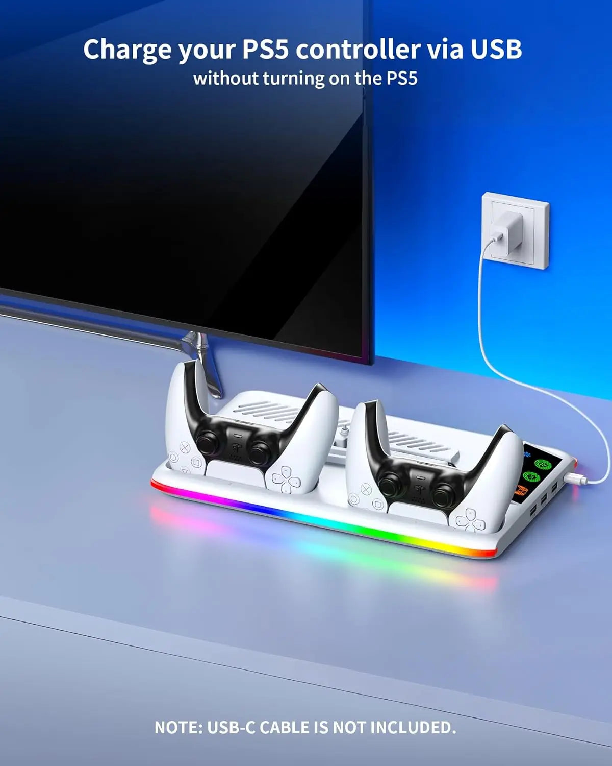 PS5 Cooling Stand With Dual Controller Dock & RGB Lights