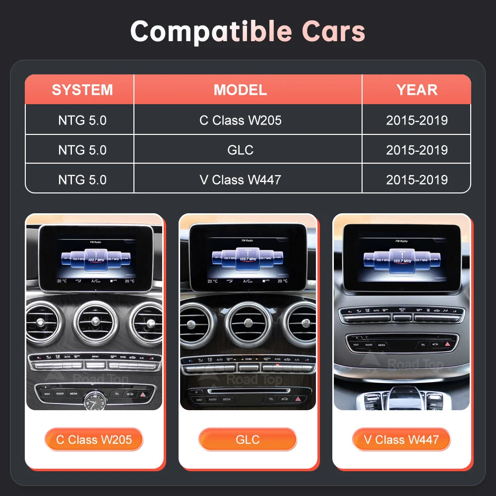 Wireless CarPlay Android Auto Screen for Mercedes C/GLC