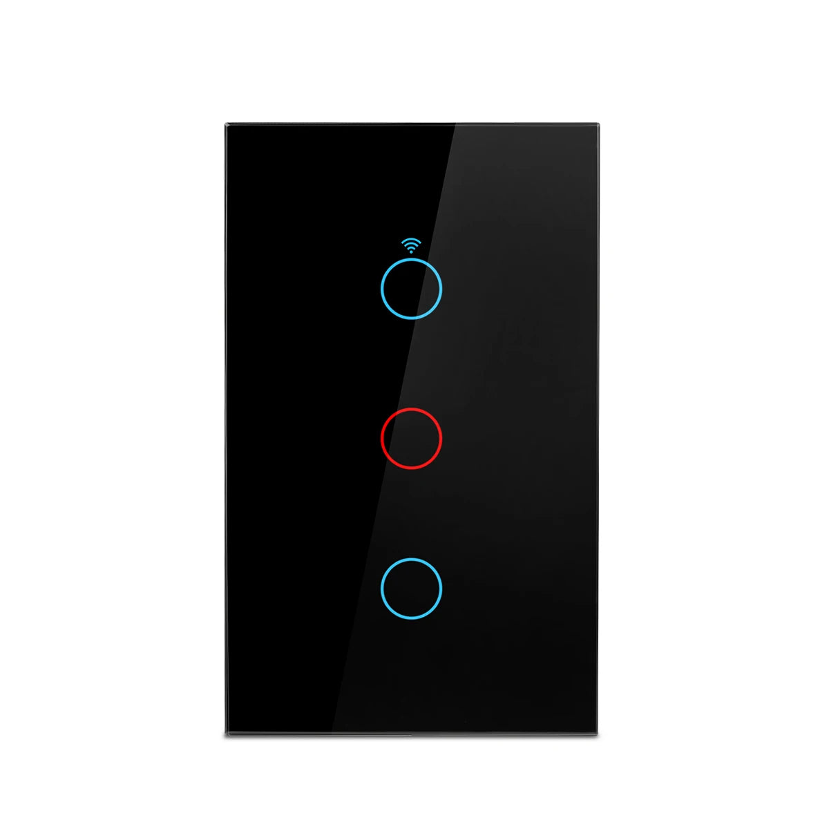 Black 3 Gang Color WiFi Smart Touch Wall Light Switch – No Neutral, App Control