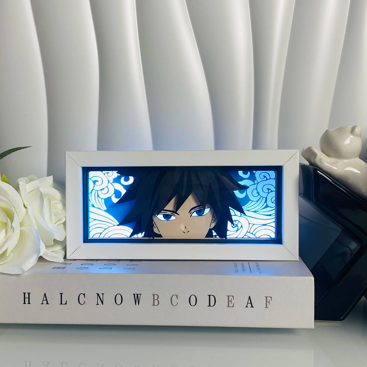 90-RGB Color Anime Paper Cut Shadow Light Box Night Light Decor