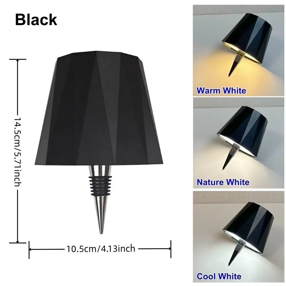 04 Black Color Rechargeable LED Bottle Table Lamp Touch Dimmable