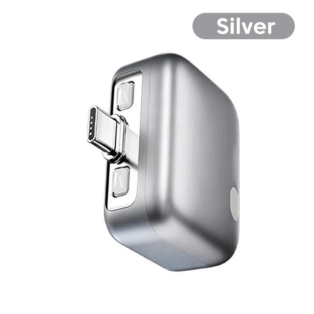 Mini Silver-Style B Plug Type USB-C Fast Charger With Auto Power Cut-Off