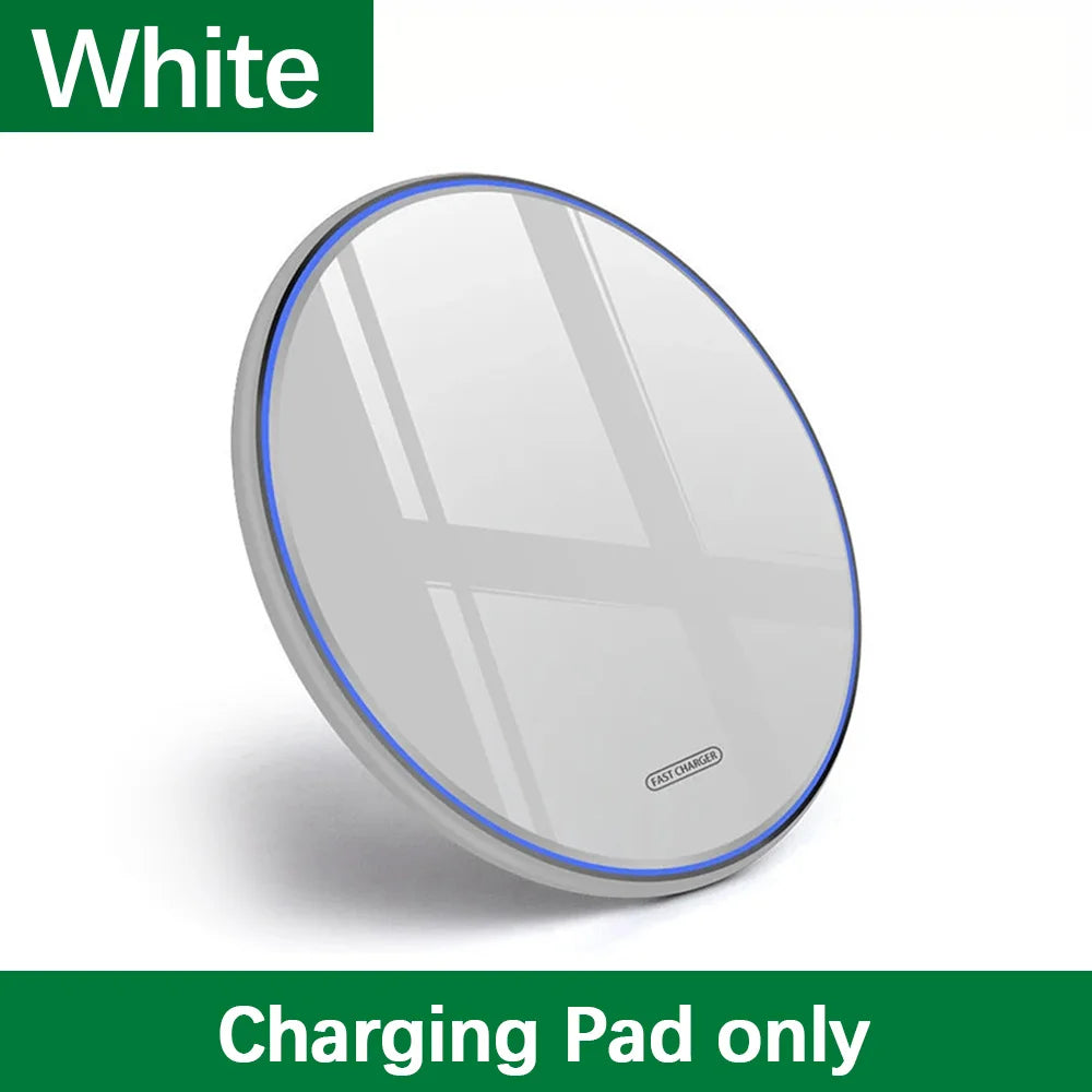 White no cable Color 30W Wireless Charging Pad – Slim Fast Charge Dock