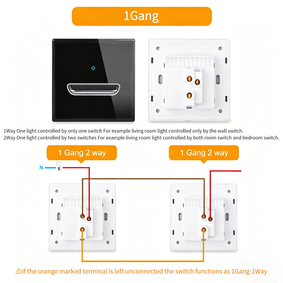 Retro Glass Panel Toggle Light Switch with LED Indicator