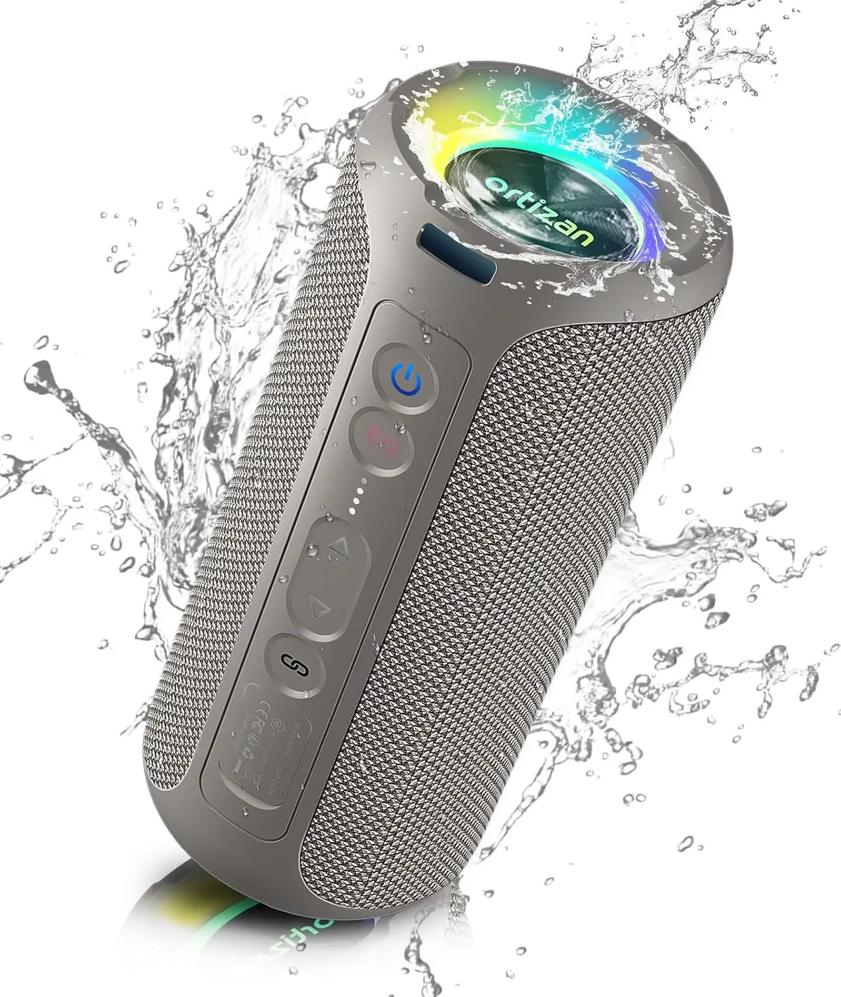 GRAY Color 40W Portable Bluetooth Speaker – Deep Bass, IPX7, LED Light