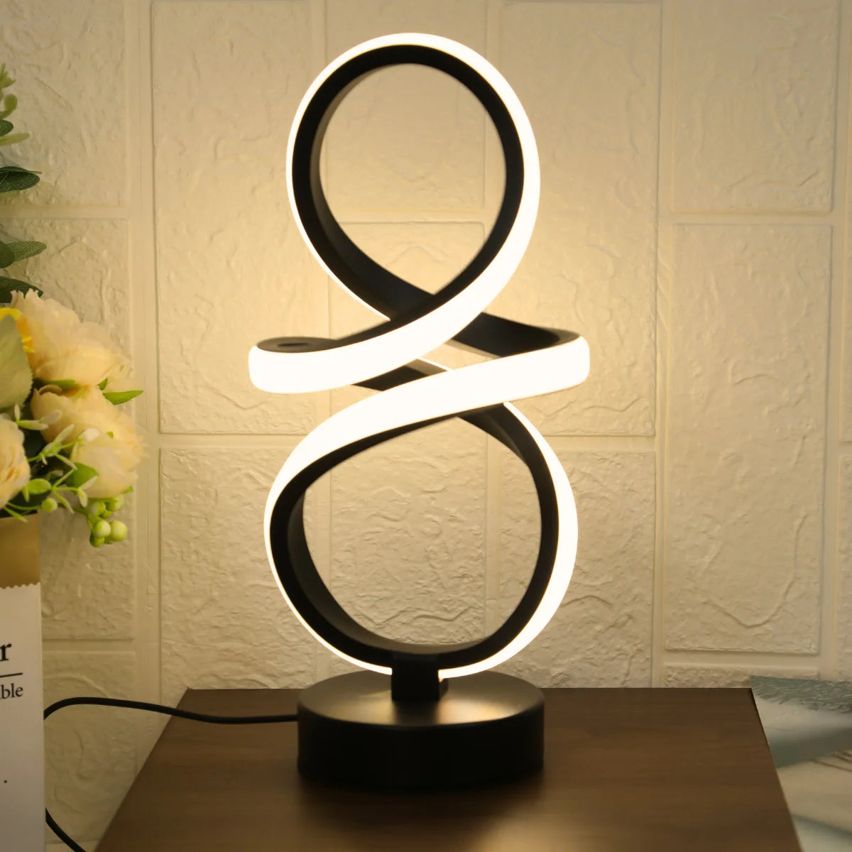 Spiral LED Table Night Light – 3-Color USB Desk Lamp